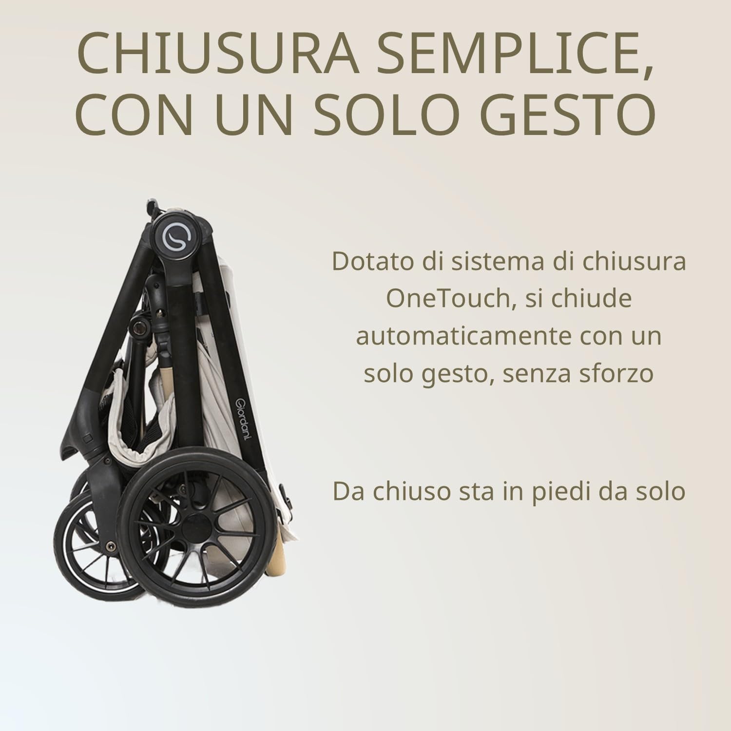 Giordani Trio Sistema Modulare G-Comfort, Passeggino Chiusura Automatica Fronte Mamma Strada 0-22kg, Navicella e Seggiolino Auto con Tasti Memory, Ruote Ammortizzate e Fibbia Magnetica