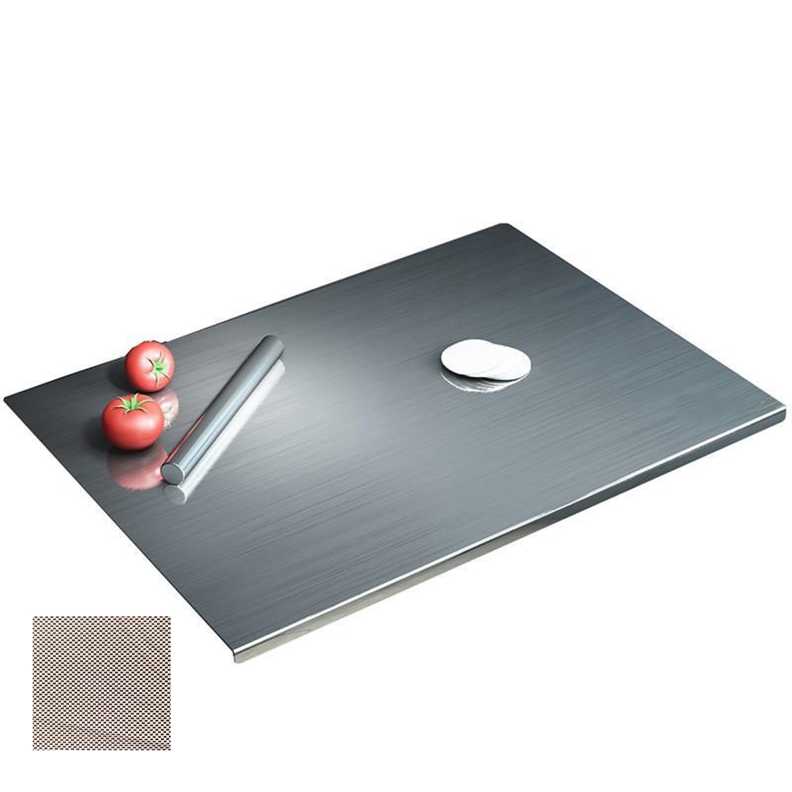 Professionelles Edelstahl-Schneidebrett,mit Anti-Rutsch-Matte, Nudelholz, zum Kochen, Backen Brot Restaurant zum Kneten, für Fleisch, für Küche, Bar, Restaurant (80 x 50 cm)