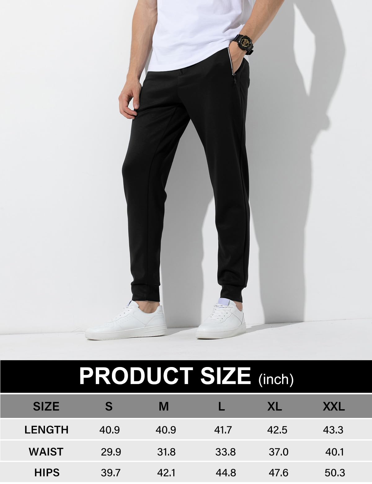 Casey Kevin Pantalon de jogging pour homme avec poches à fermeture éclair, pantalon d'entraînement athlétique, décontracté, respirant et doux pour homme