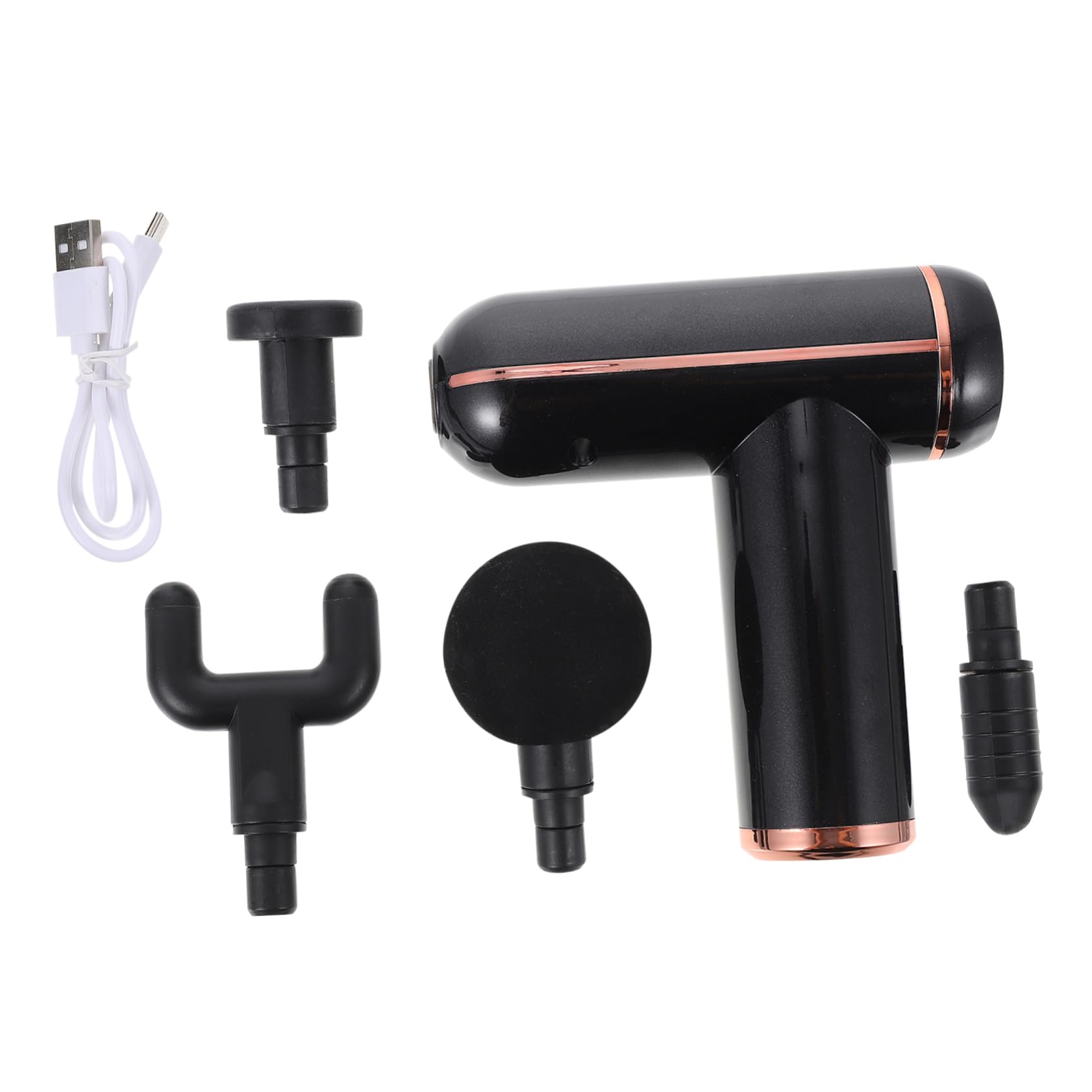 Abaodam Pistola Massaggio Muscolare Profonda Rilassamento Muscolare Portatile USB 4 Testine Massaggianti per Yoga e Viaggi 1800mah Nero