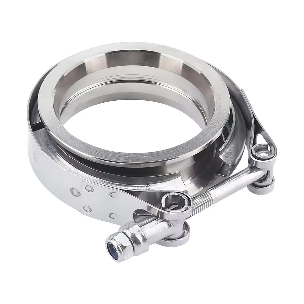 3 Inch Car V Band Clamp with Male Female Flange Assembly, Stainless Steel Quick Release Vehicle Exhaust V Band Clamp for Turbo, Downpipes, Exhaust Systems, Univeral for Most Cars