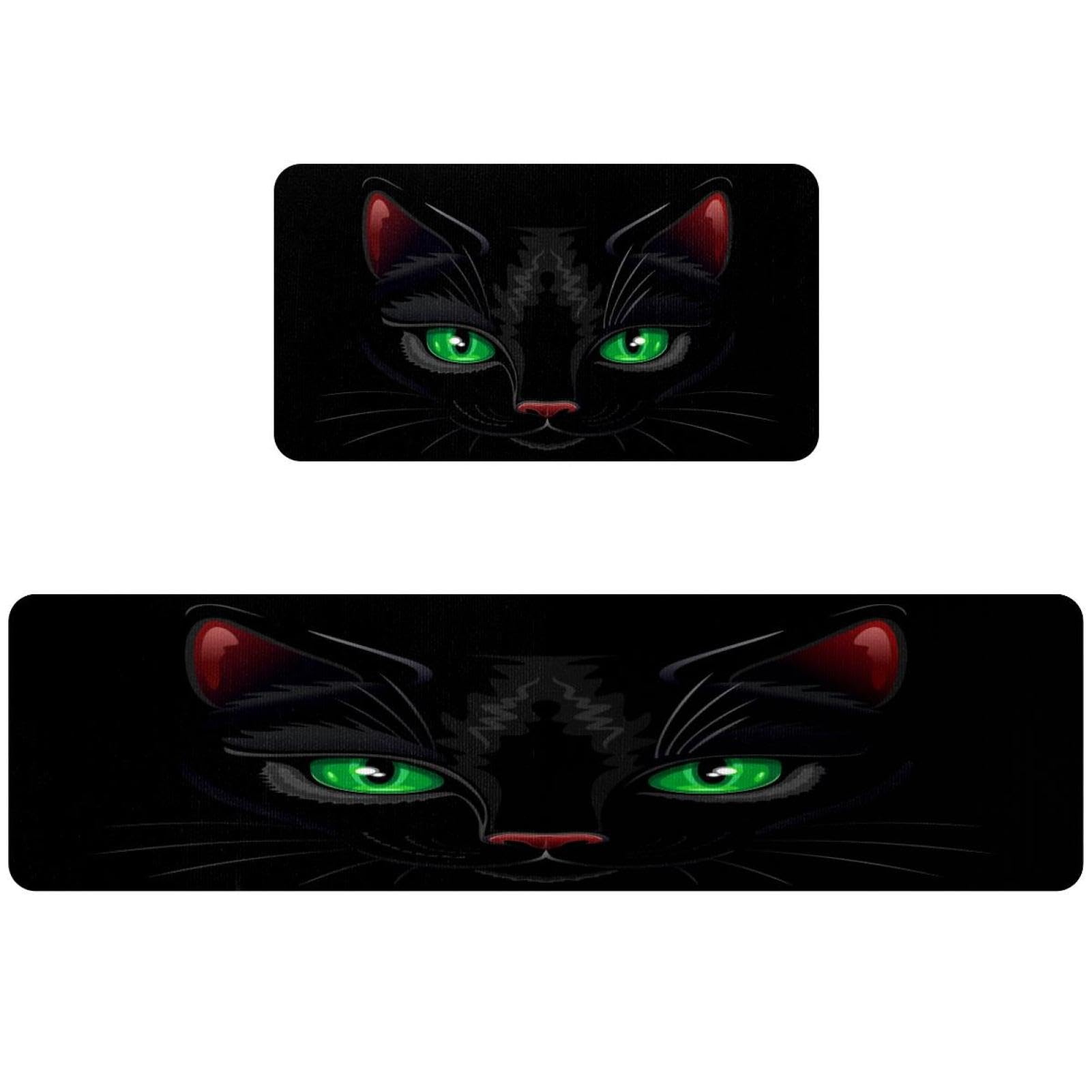 Tapete de cocina de 2 piezas VAPOKF diseño leopardo negro ojos verdes antideslizante para cocina