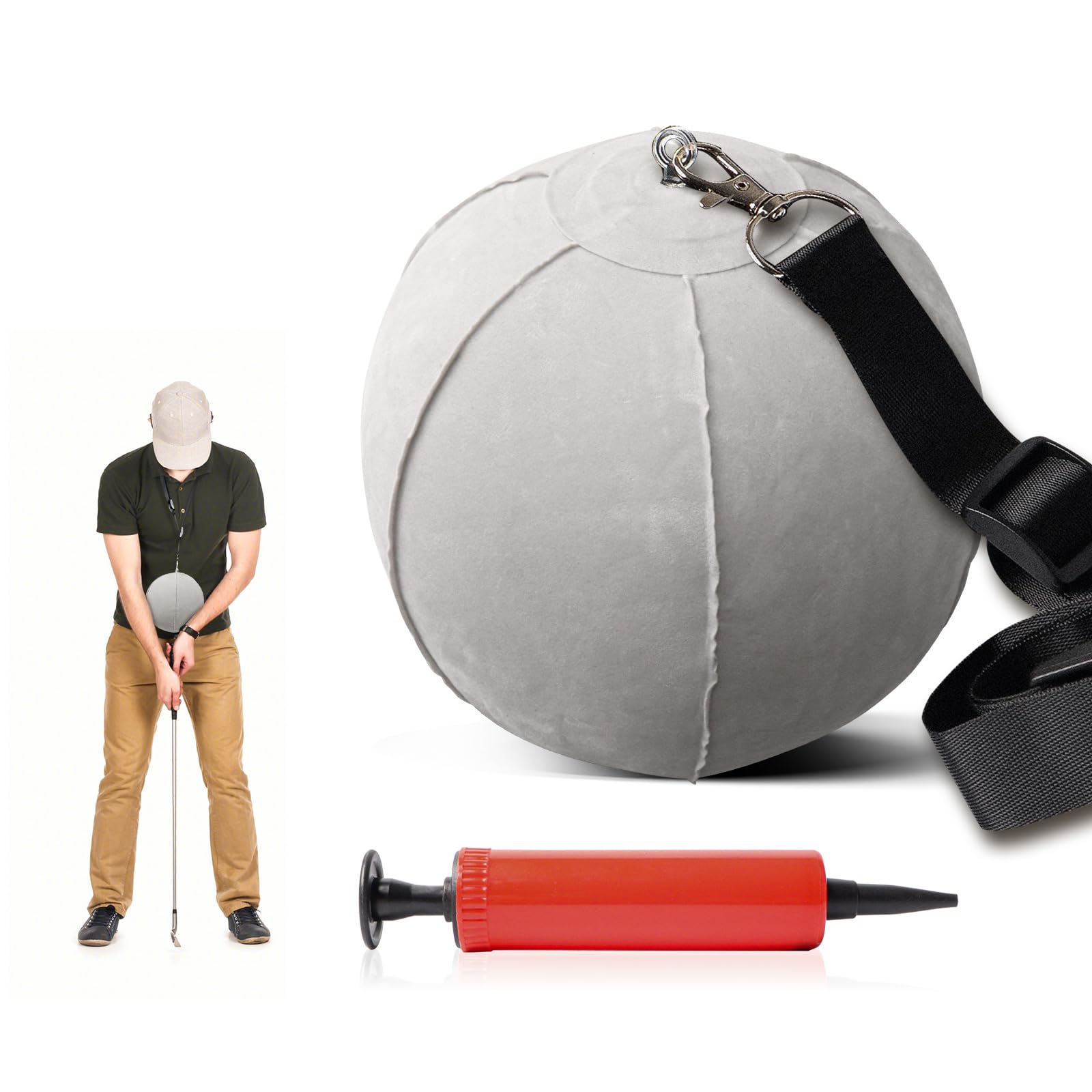 FINGER TEN Golf Smart Ball Training Aid Impact Inflatable Balls with Air Pump Adjustable Lanyard Assist Teaching Posture Correction Trainer Aids for Men Women Beginner Golfer