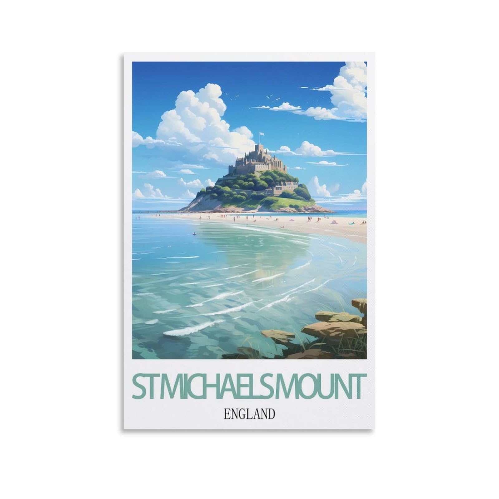 HSAYYIII St Michael's Mount England Vintage Travel Posters 20x30inch(50x75cm) Canvas Art Poster And Wall Art Picture Print Bedroom Decor
