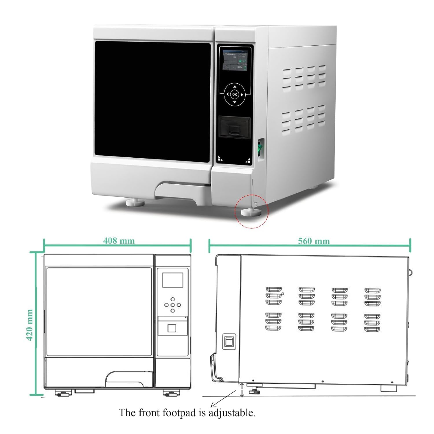 Función de secado al vacío del gabinete del esterilizador 8L 12L del laboratorio del esterilizador de vapor de clase B con tanque de agua (12L)