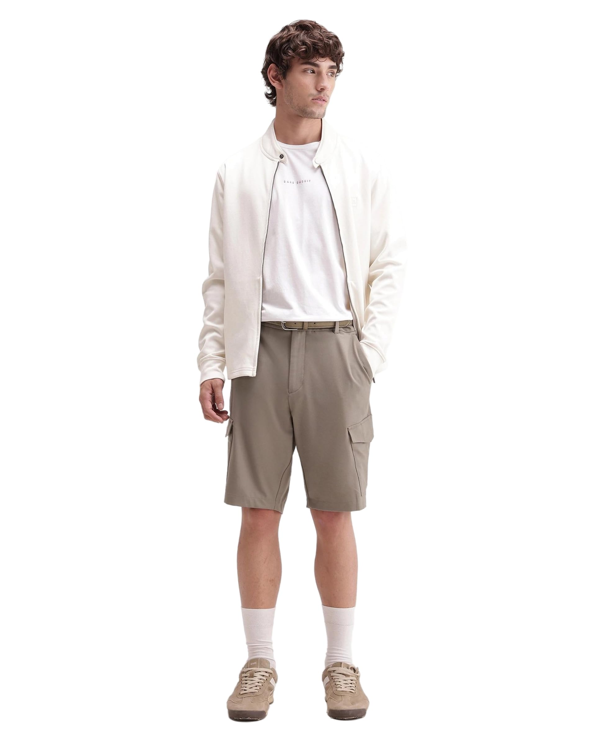rare rabbit Men's Tripco Regular Fit Solid Polyester Blend Mid-Rise Knee Length Short-picture-28