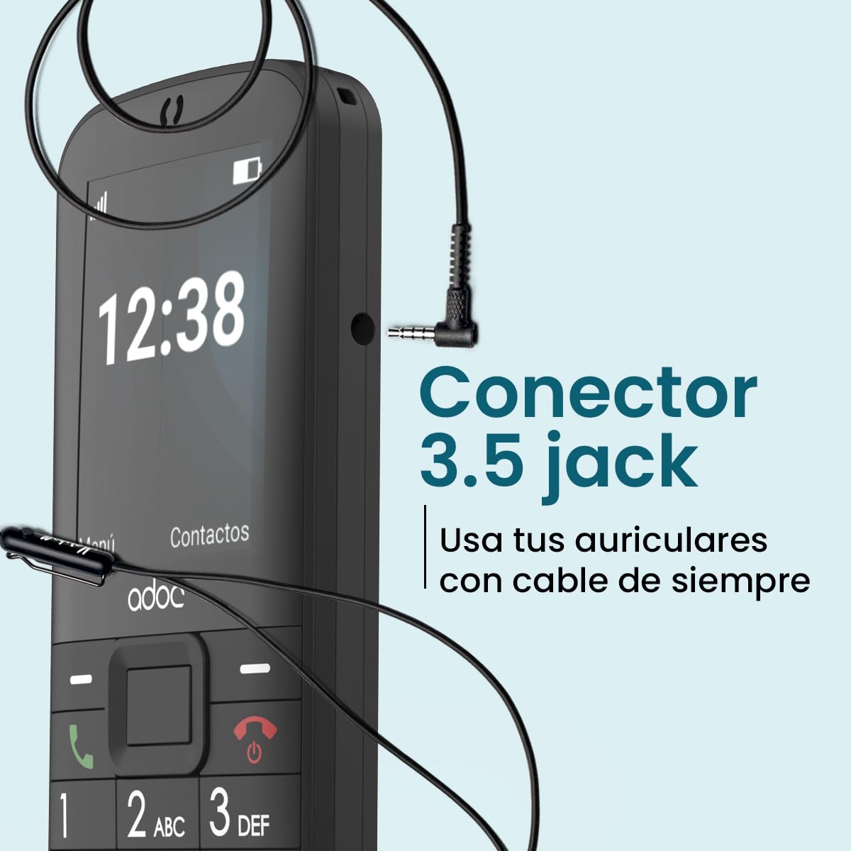 ADOC SP1 Teléfono Móvil para Personas Mayores, Negro