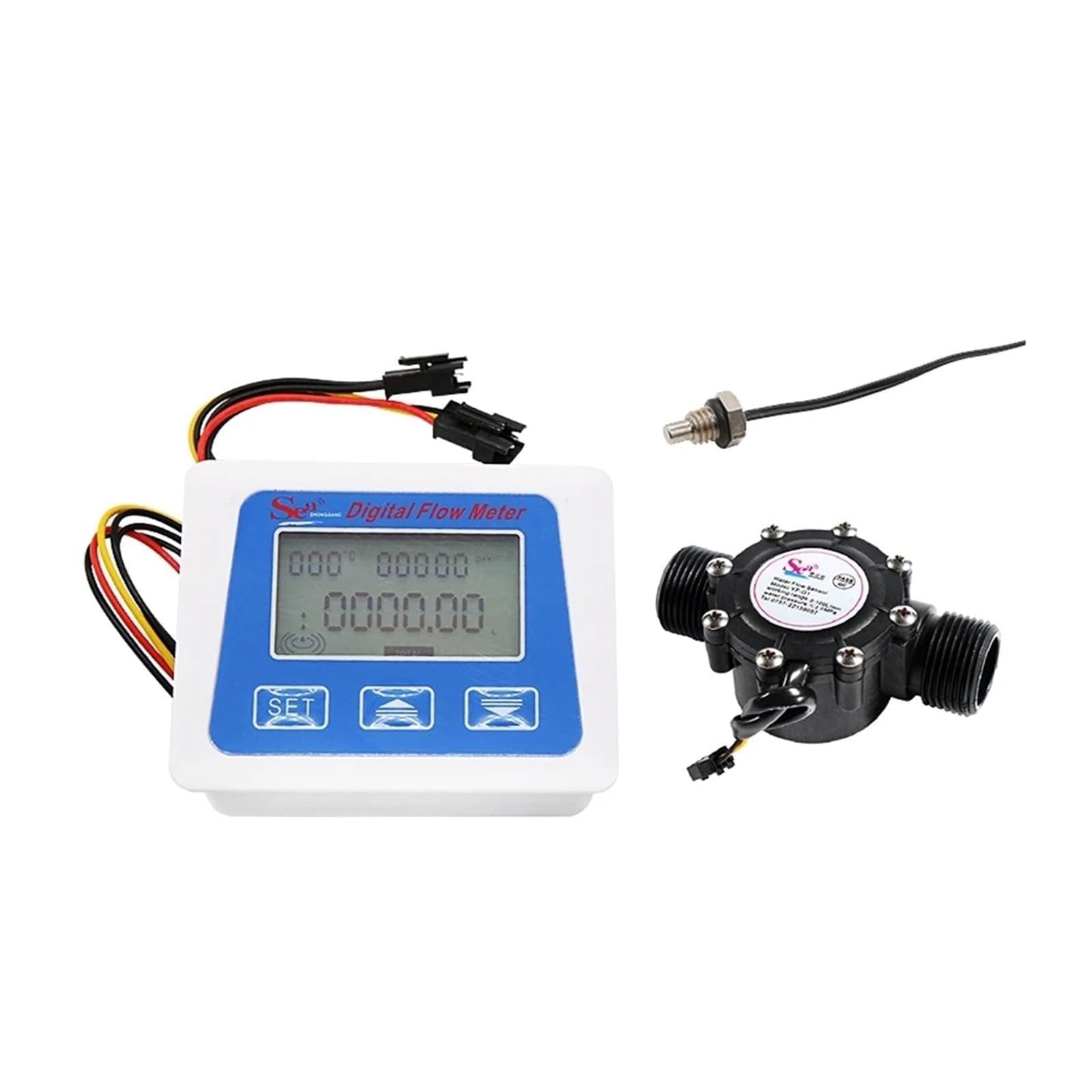 Medidor De Sensor De Flujo De Agua Con Pantalla LCD Digital, Medidor De Flujo, Totámetro, Registro De Tiempo De Temperatura Con Sensor De Flujo G1/2 3/4 De 1 Pulgada(1 inch)