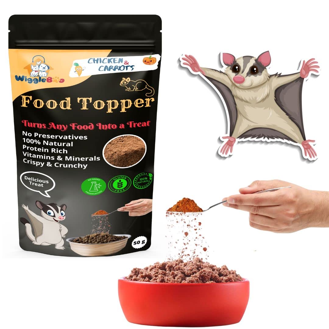 Magical Sugar Glider Food Topper,All Life Stages,Powder | Joy of Best Taste | Chicken & Carrot Flavour | Grain Free & Protein Rich | Anti Oxident | 50 Gm