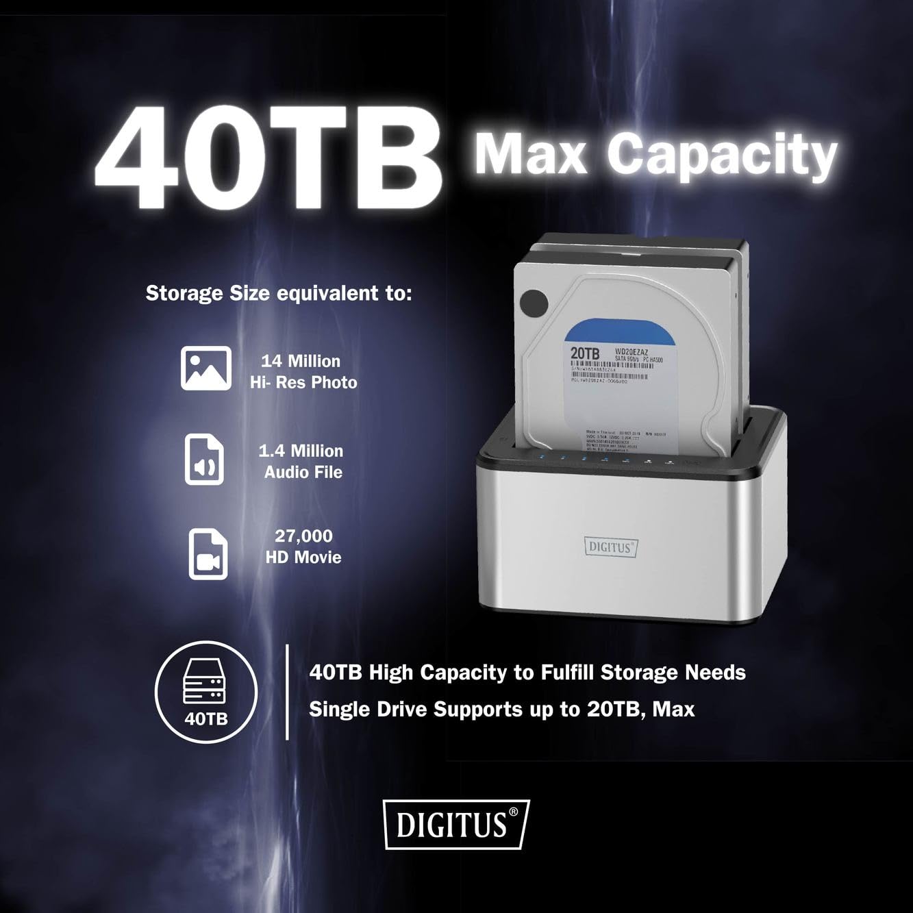 DIGITUS DA-71540-2 - Stacja dokująca z dwoma dyskami twardymi SATA - USB 3.0 - dla dysków SSD i twardych 2,5„/3,5” - SATA 3 - z funkcją klonowania - Plug & Play - Szary