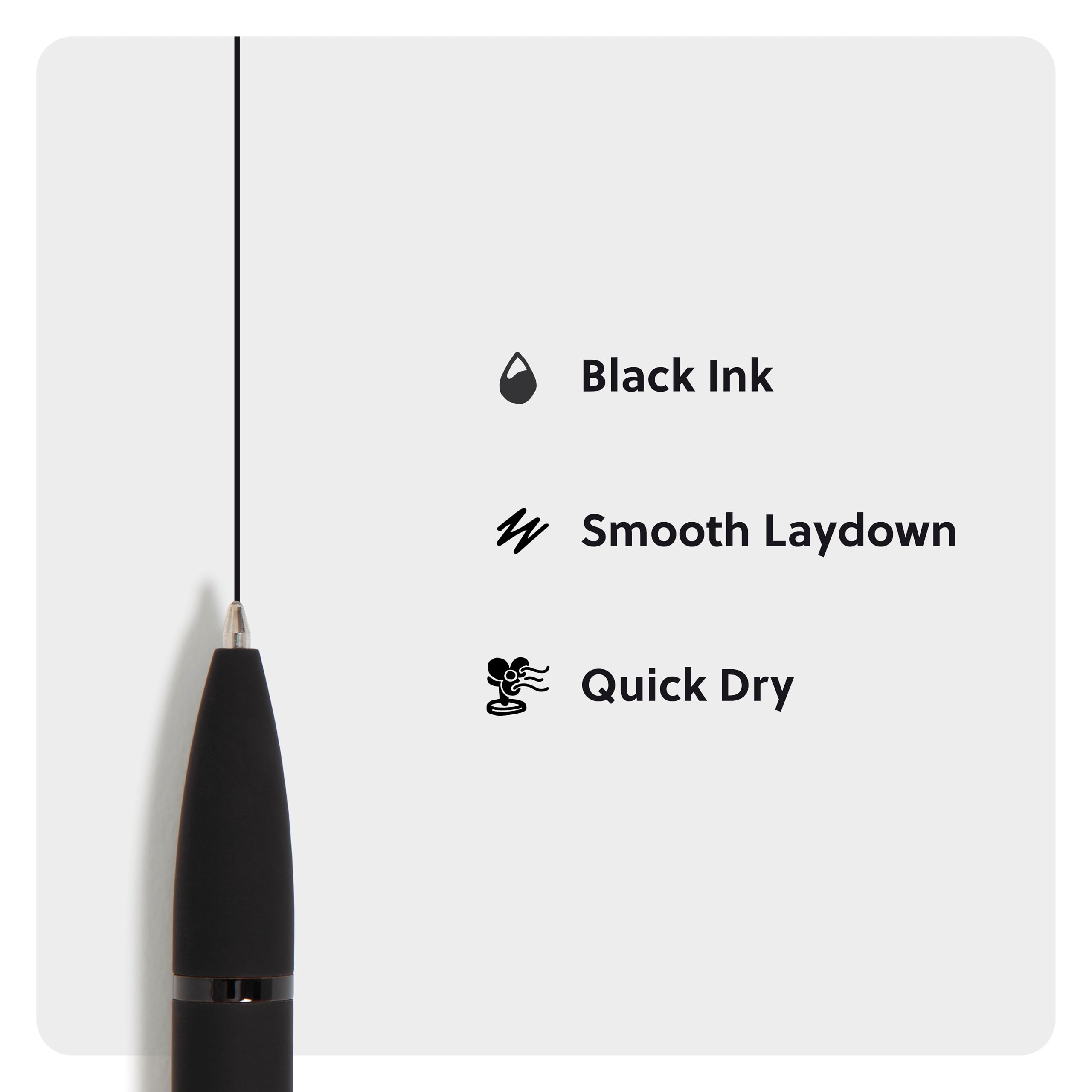 U Brands Monterey Soft Touch Ballpoint Pen Retractable Medium 1 Mm Black Ink Midnight Barrel 12 pack — view 4