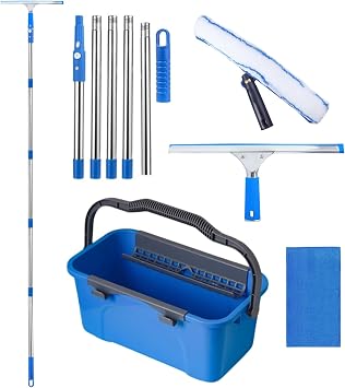 6.56ft 2m Professional Window Cleaning Equipment Kit with 12L Bucket