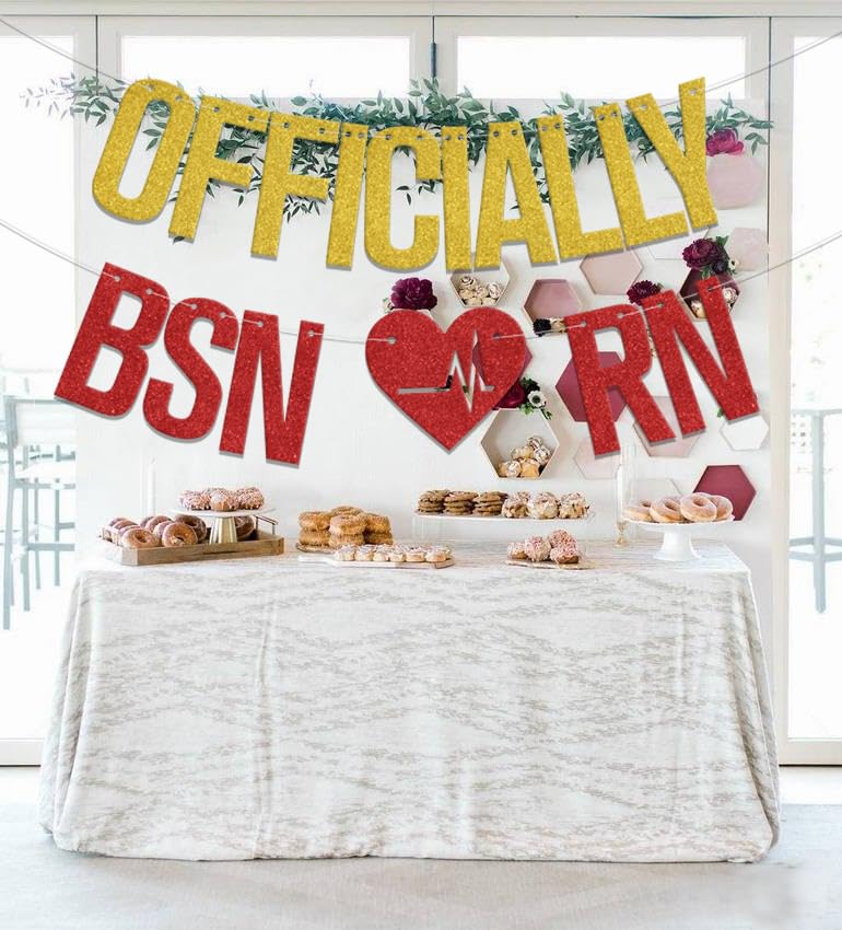 BSN Banner Mit Rotem Glitzer – 2,2 M Lang, Für Krankenschwester-Abschluss, Partydekoration & Fotos