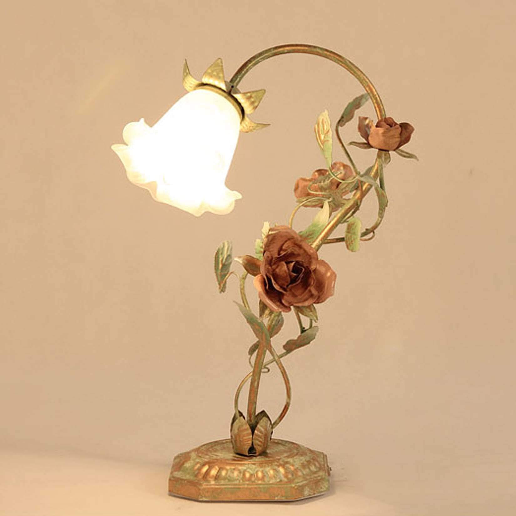 Romantyczna różana lampa stołowa w stylu Retro Art Stained Glass'ego witraż w stylu retro lampa na biurko duszpasterska kwiatowa lampka nocna do salonu kawiarnia zagłówek sypialni oprawa