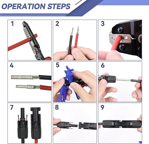 Miniatura 4 de Herramienta de prensado de cables fotovoltaicos para paneles solares, crimpadora para conectores solares AWG 14-10 (2,546 mm), pilers ligeros de 7