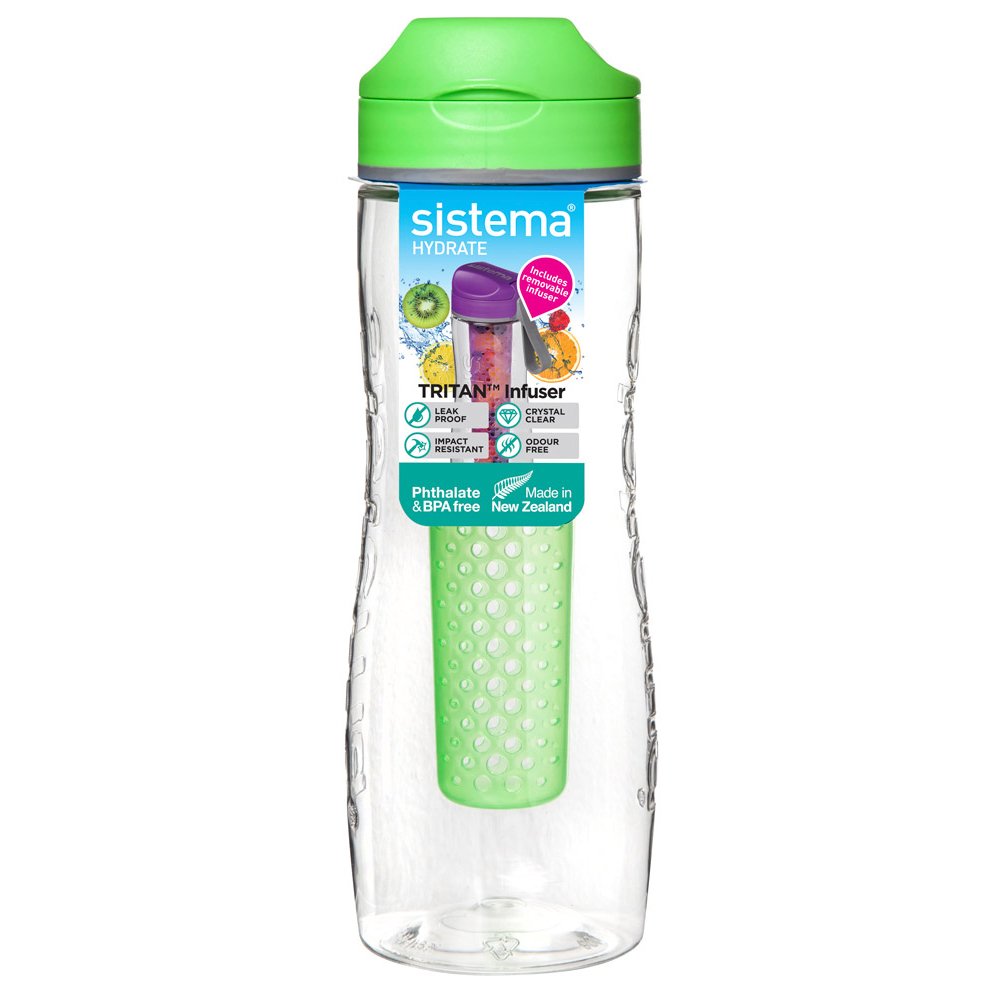 Sistema800ml Tritan Infuser Bottle Green
