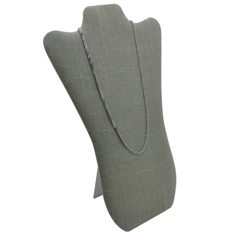 Curved Grey Linen Jewelry Necklace Display Stand Easel - 14
