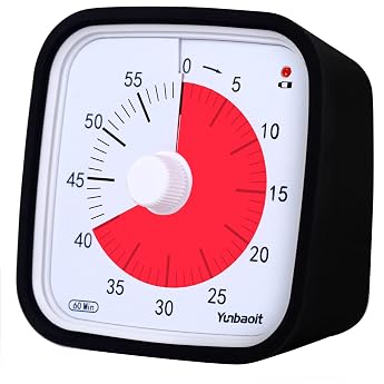 Yunbaoit Visual Timer, Improved 60 Minute Countdown Timer for Children Adults with Low Battery Alarm, Quiet Time Management T