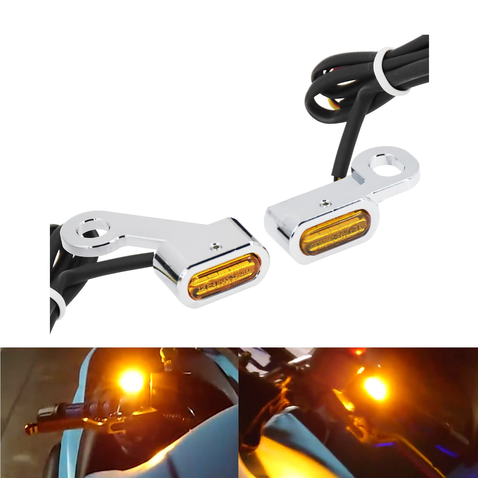 HCmotorku LED Turn Signal Light Running Light Front Indicators Blinker Lights Mini Fit for Harley Sportster Iron 883 XL1200 Forty Eight 48 2004-2022 (
