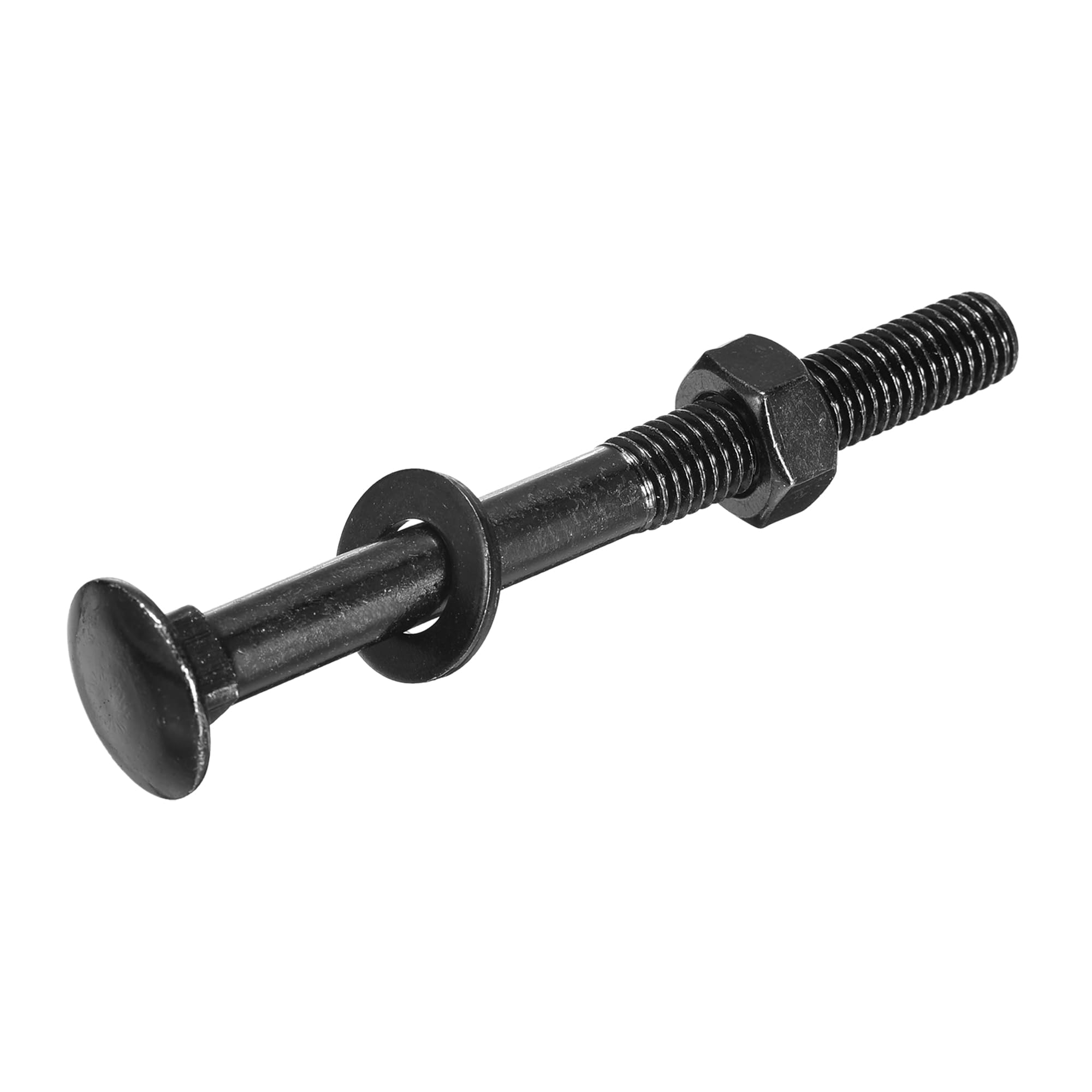 QUARKZMAN M10x100mm Boulons À Tête Ronde Avec Écrous Et Rondelles, 12Set Acier Inoxydable 304 Boulons À Tête Ronde Avec Collet Carré, Noir