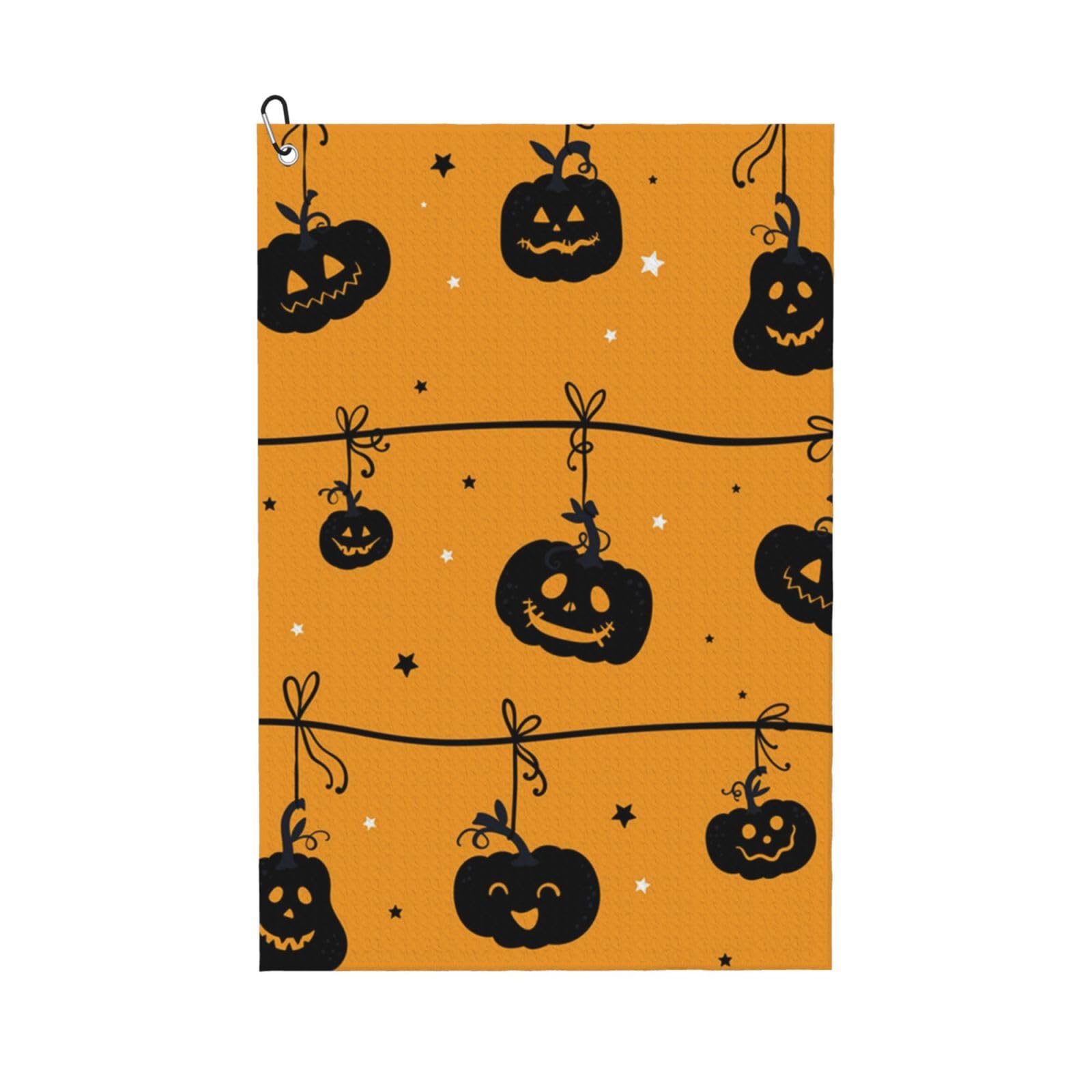 Hnnkloy Halloween Pumpkin Orange, 16x24 in Portable Waffle Golf Towels with Carabiner Clip for Golf Bag