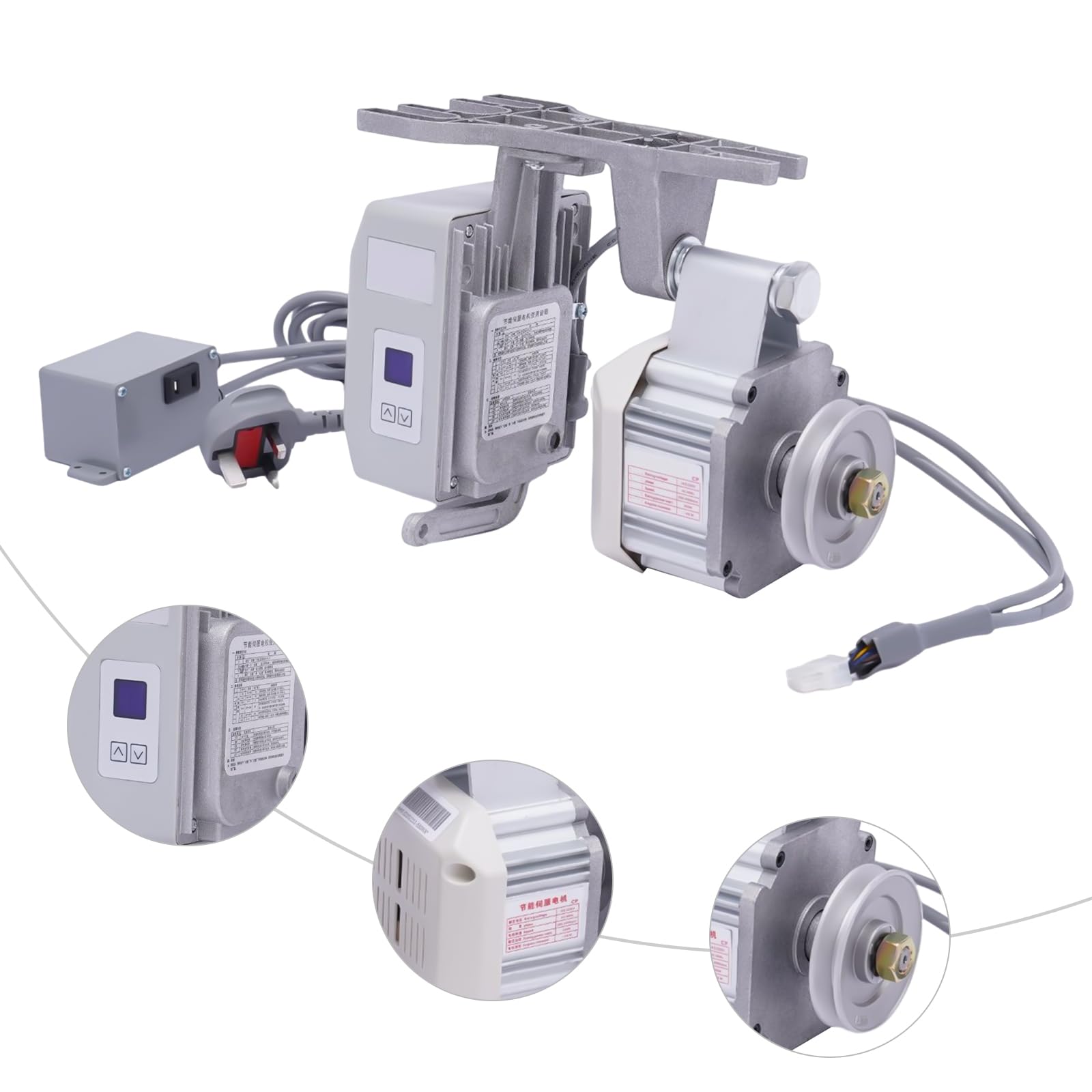 Elektryczny silnik do szycia, 550 W, do maszyn do szycia, do maszyn do klejenia zamków i krawędzi, srebrny, ręczne szycie, dla użytkowników domowych i komercyjnych, 200-4500 obr./min