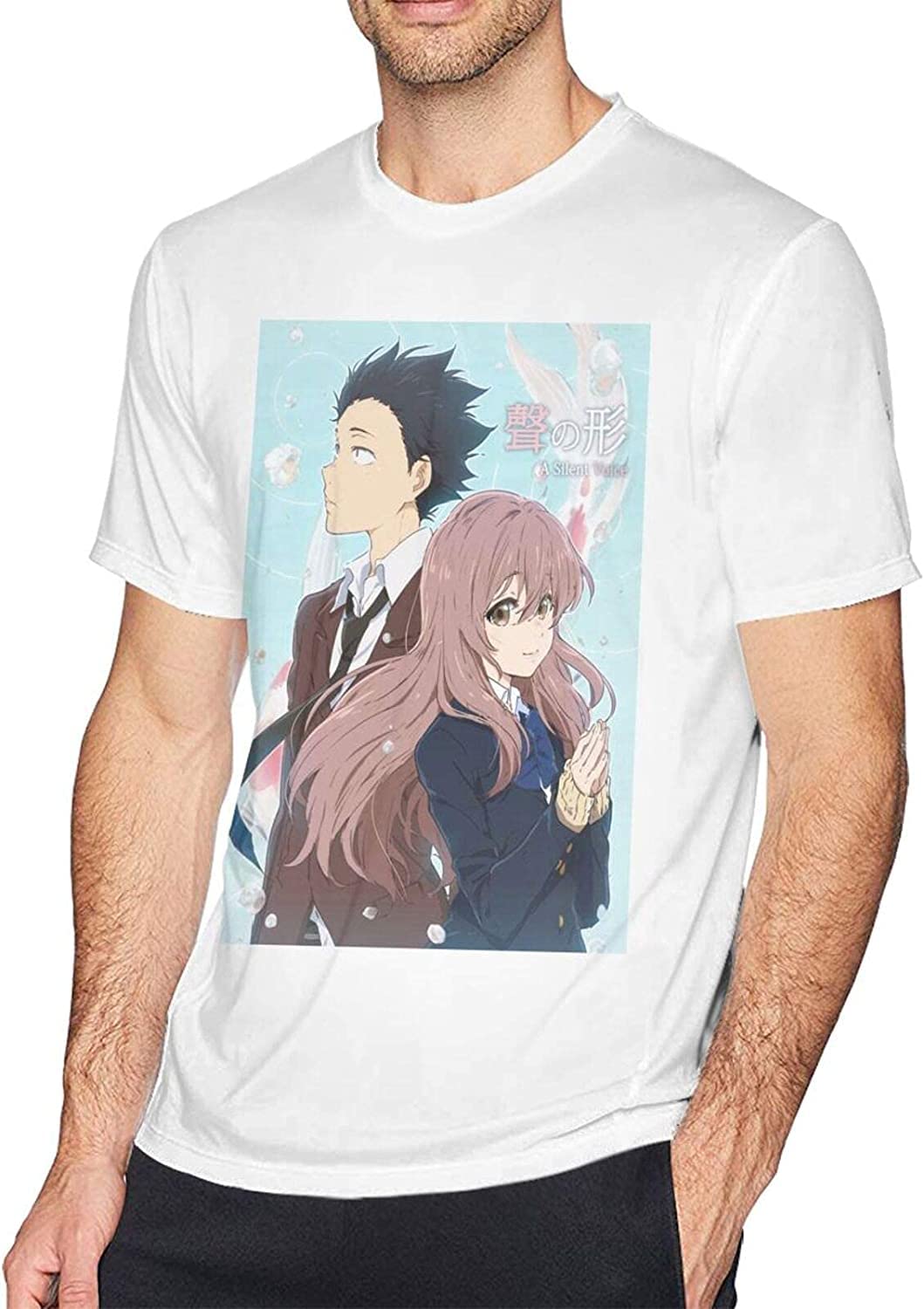 Jewuno957 Men's Color 9 A Silent Voice Short Sleeve Casual Cotton Crew Neck T-Shirt (Xx-Large)