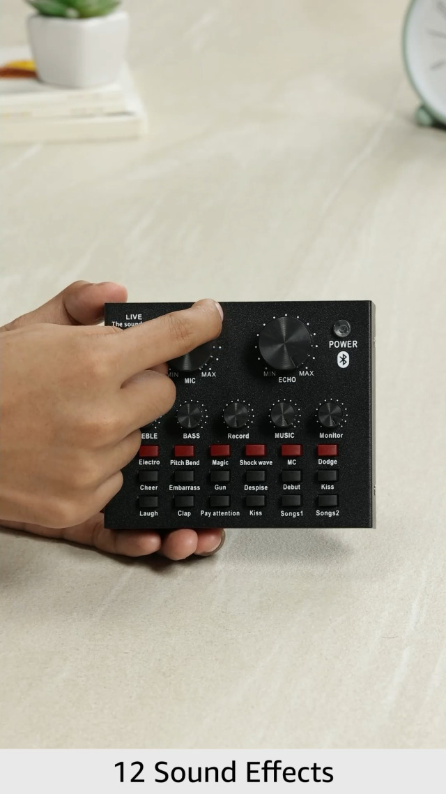 CEZO V8 Portable Audio Mixer Interface, Bluetooth Sound Card for