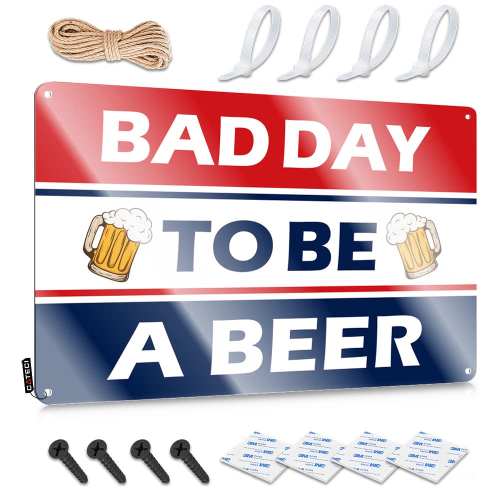 Tin Bar Cool Wall Art - Bad Day To Be A Beer Birthday Gift Rustic Wall Hanging(20X30CM)