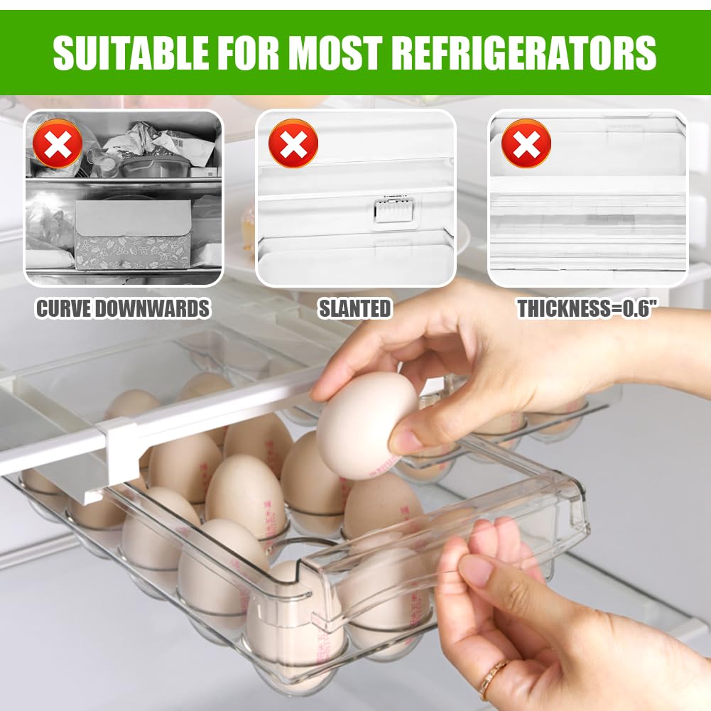 Kühlschrank Organizer, Tutamaz 2Pcs Fridge Organizer und Kühlschrank Organizer Set Schublade Praktischer Küchen Organizer für Eieraufbewahrung und Aufbewahrungsboxen (Eier)