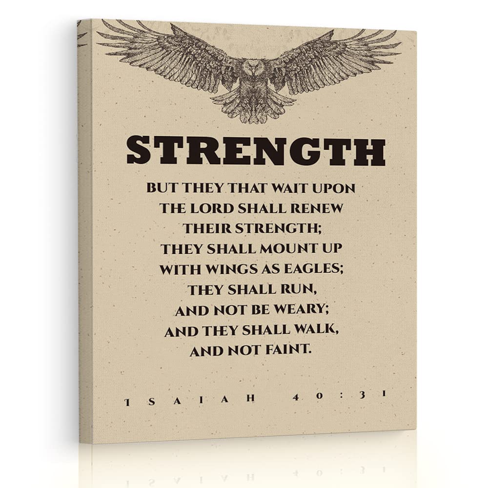 Inspirational Religious Canvas Wall Art Framed Christian Painting Decor, Renew Their Strength, Bible Verse Scripture Quotes Art Print for Home Bedroom Kitchen Wall Decoration 12"x15"