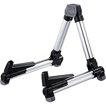 ENO MUSIC Alumium Alloy A-Frame Universal Folding Acoustic Guitar Stand, Suitable for Electric Bass Guitars , Silver