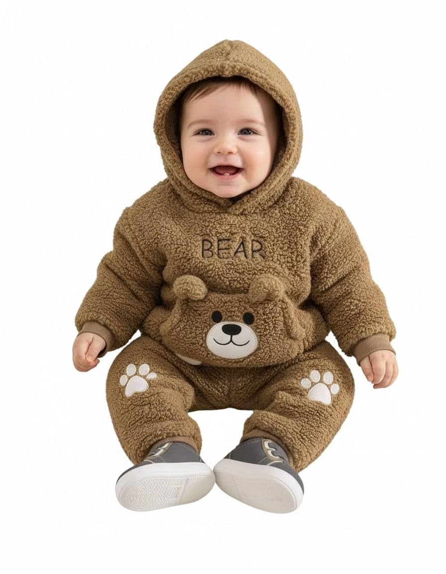 boosty Cozy Baby Winter Top and Bottom set, Color Block Design, Soft Fleece Full-Length Set, Warm Kids Onesie with High Neck-picture-32