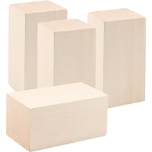 MUKCHAP 4 PCS 6 x 3 x 3 Inch Basswood Carving Blocks, Whittling Wood Blocks, Unfinished Basswood Carving Blocks for Beginners, DIY Crafting, Sculpture Artist