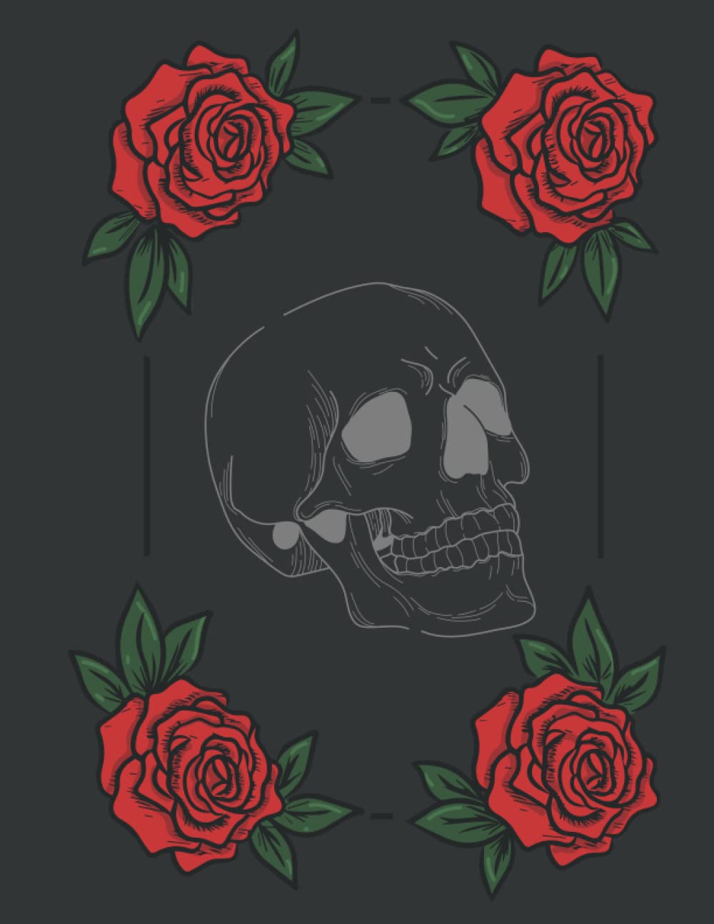 Gothic rose skull sketchbook: 8.5"x11" drawing pad 120 pages