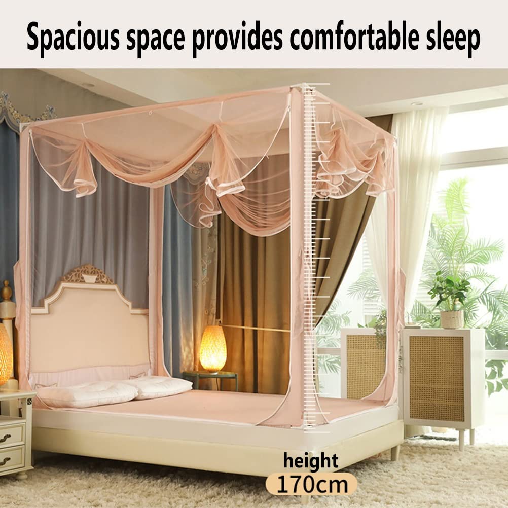 2-in-1 Baldachin Moskitonetz mit Metallstütze Schlafzimmer Dekoration Einzel Doppelbett Bett Vorhang geeignet