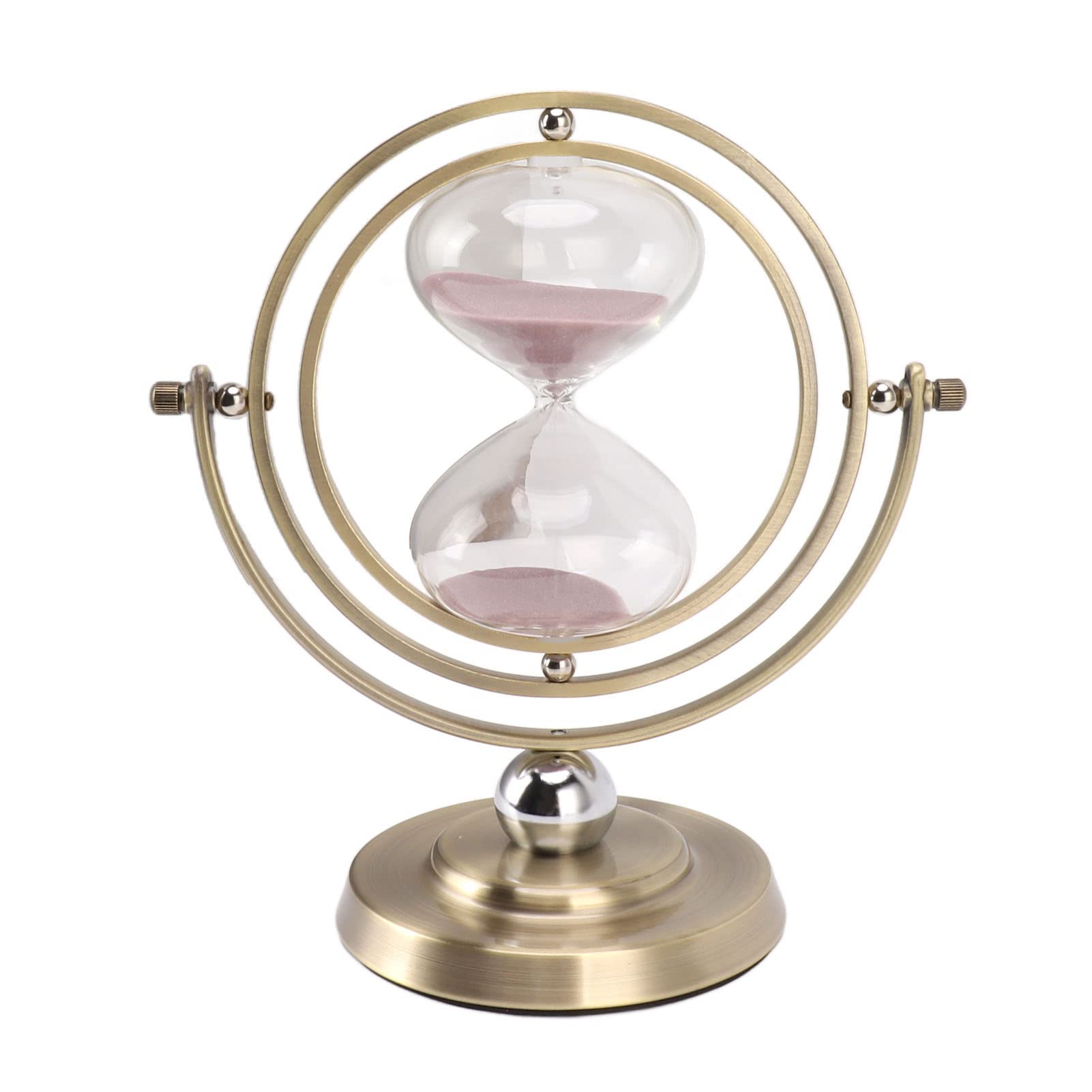 Adorno de Reloj de Arena con Forma de Globo, Reloj de Arena Blanco Giratorio Antiguo, Reloj de Arena de Metal de 60 Minutos para Sala de Estar, Dormitorio, Estante para(M (2.8 X 2 X 2.2in)-30 minutos)