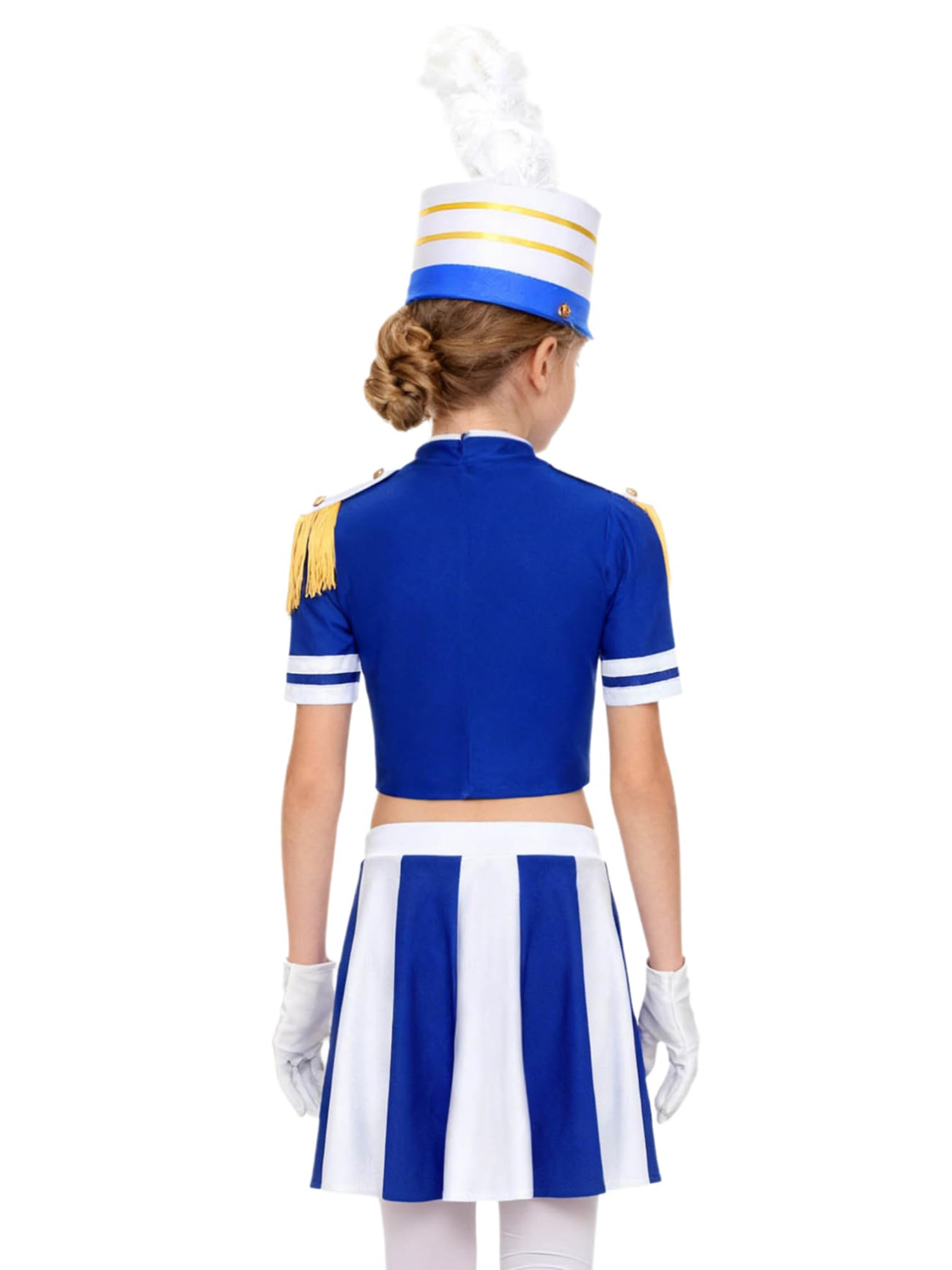 TiaoBug Niña Conjuntos Uniformes Batería Traje De Banda De Música Infantil Azul 9-10 años