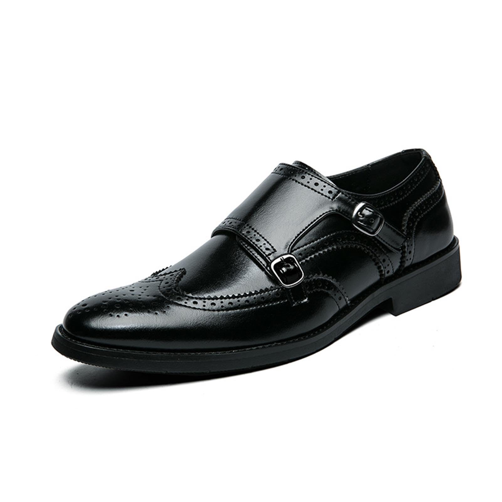 Scarpe Eleganti Uomo Doppia Fibbia Brogue Affari Cerimonia Oxfords | Scarpe Uomo Pelle PU Eleganti Fibbia Cerimonia Affari Oxford Casual Scarpe da Sposa Comode Calzature