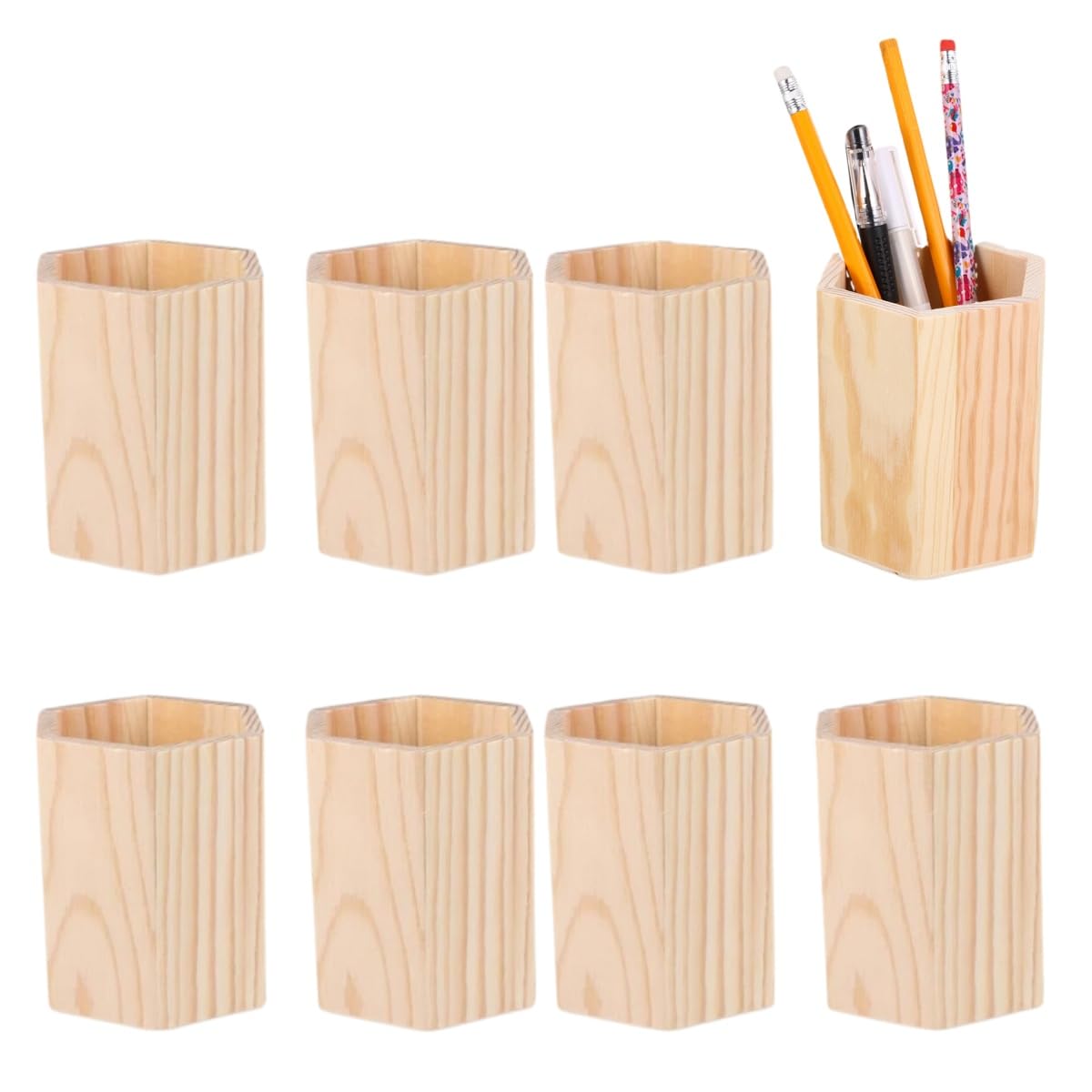 COHEALI Portapenne esagonale in legno con scomparto singolo, organizer da scrivania per ufficio e casa, fai da te, graffiti e forniture artistiche, 36 x 8,9 x 10 cm