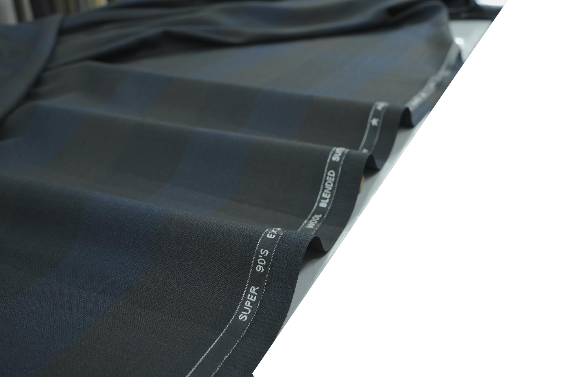AD-LIN Exclusive Super 90's Extrafine Merino Wool Blended Suiting Fabric, Dark Navy Blue with grey self check pattern, Premium Suiting Material for Suit (3 metres), Blazer (2 metres)-picture-30
