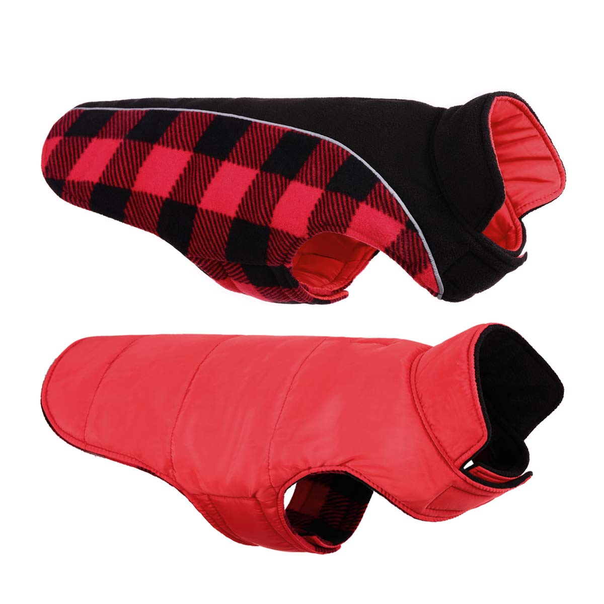 CITÉTOILE Cappotto per Cani Antivento, Giubbotto Invernale Cane Reversibile di Taglia Piccola/Media/Grande, Giacca Gilet Invernale Cane con Foro per Imbracatura, Riflettente, Rosso, L