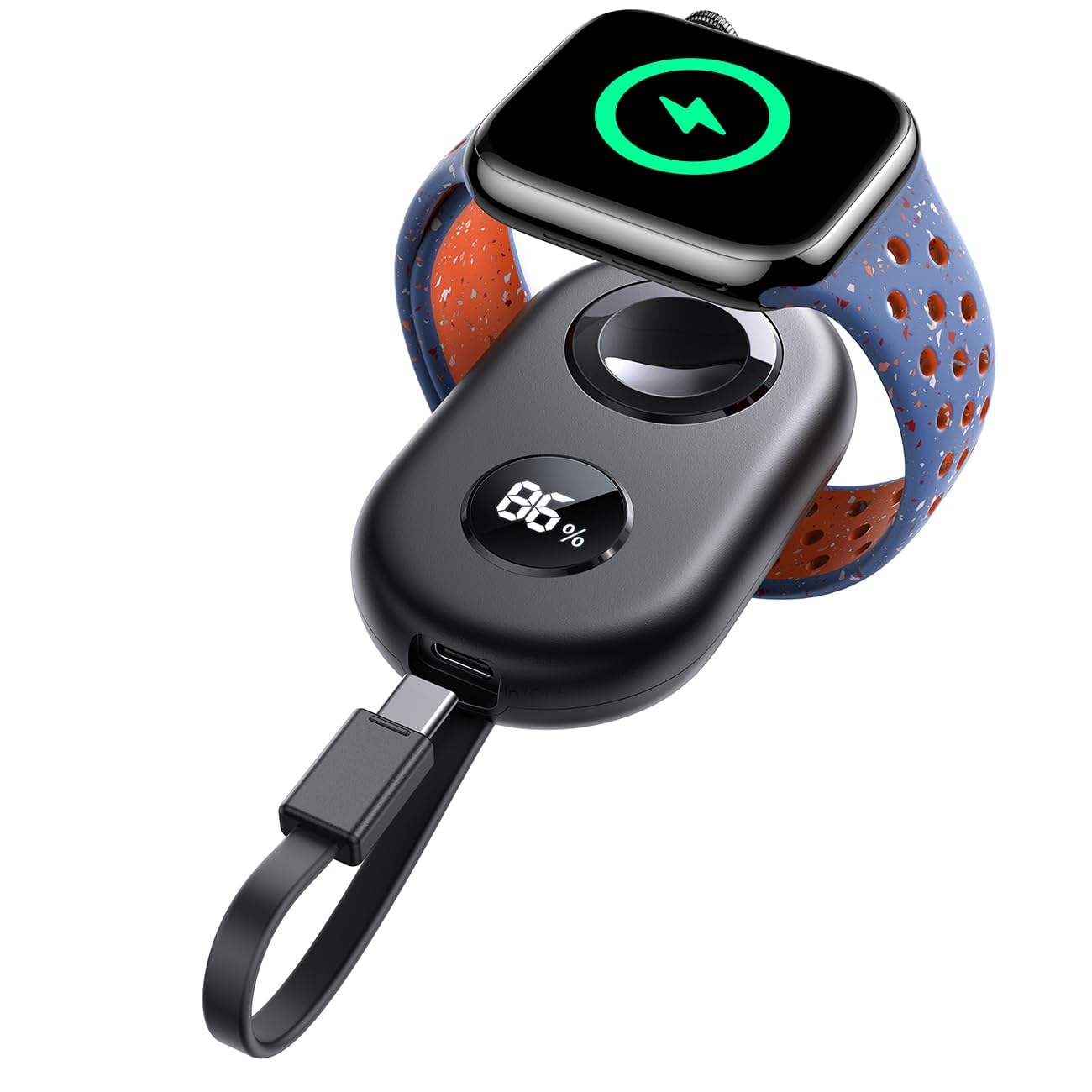JOYROOM 2500mAh Powerbank für Apple Watch 11 mit USB C Ladekabel, [LED-Display] Magnetisch Kabellos Tragbares Ladegerät kompatibel mit Apple Watch 11/10/9/8/7/6/5/4/3/2/1/SE3/SE2/Ultra3/Ultra 2