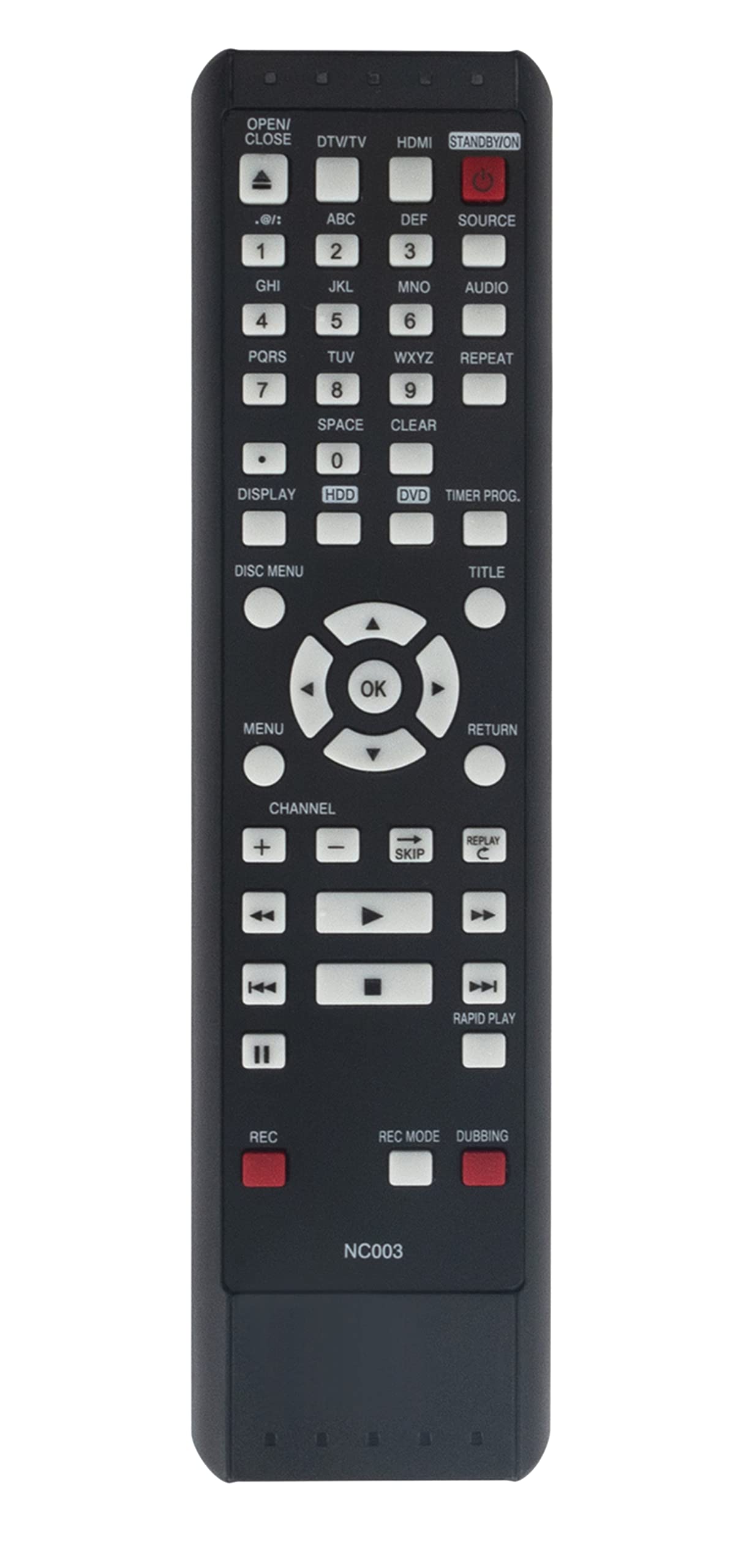 VINABTYNC003UD NC003 Remote Controller Replacement Suit for MAGNAVOX DVD Recorder MDR515H/F7 MDR533H/F7 MDR535H/F7 MDR537H/F7 MDR557H/F7