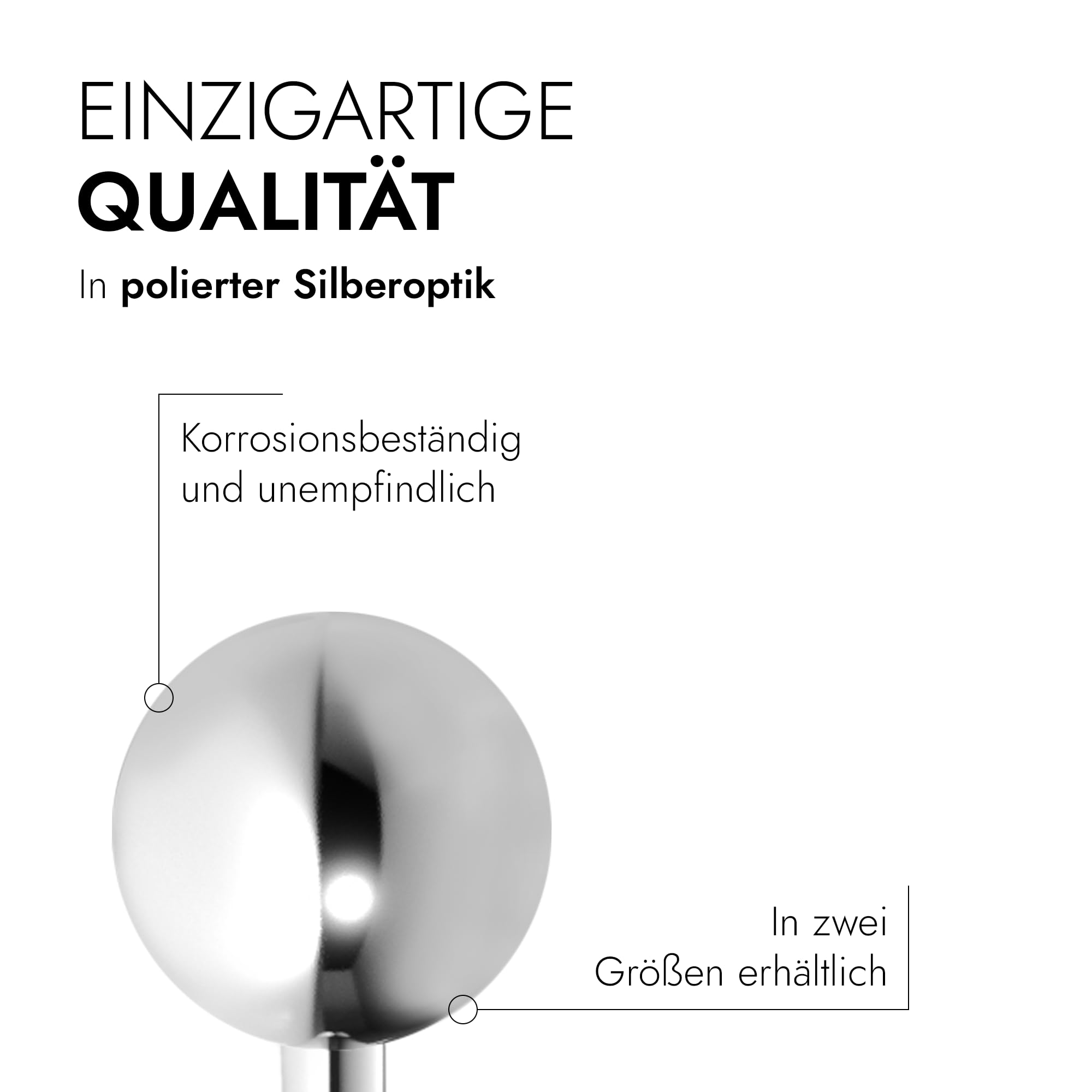 TIABELLE – Ohrstecker ZOE aus Titan – Kugel Ohrringe für Damen – allergenfrei & hautverträglich – Handmade in Germany (4mm ø und 6mm ø)