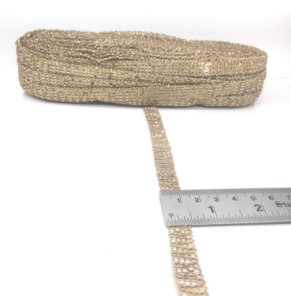 Crisskross Chandnibazar Gotta Lace Border Tassels Fringe, Zari Lace for Dress/Sarees/Lehenga/Suits/Blouses and Craft 27 mtrs.