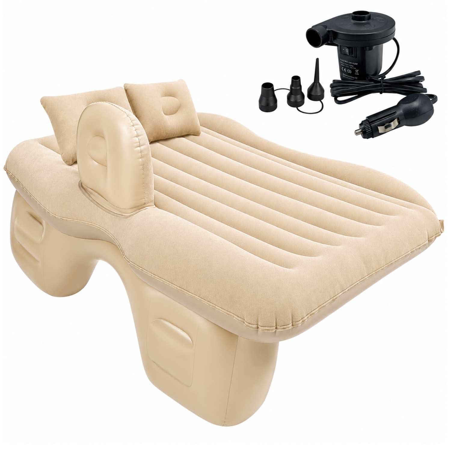 Universal Car Inflatable Bed Mattress with Air Pump for Back Seat, Beige for Indigo 2010-image-8