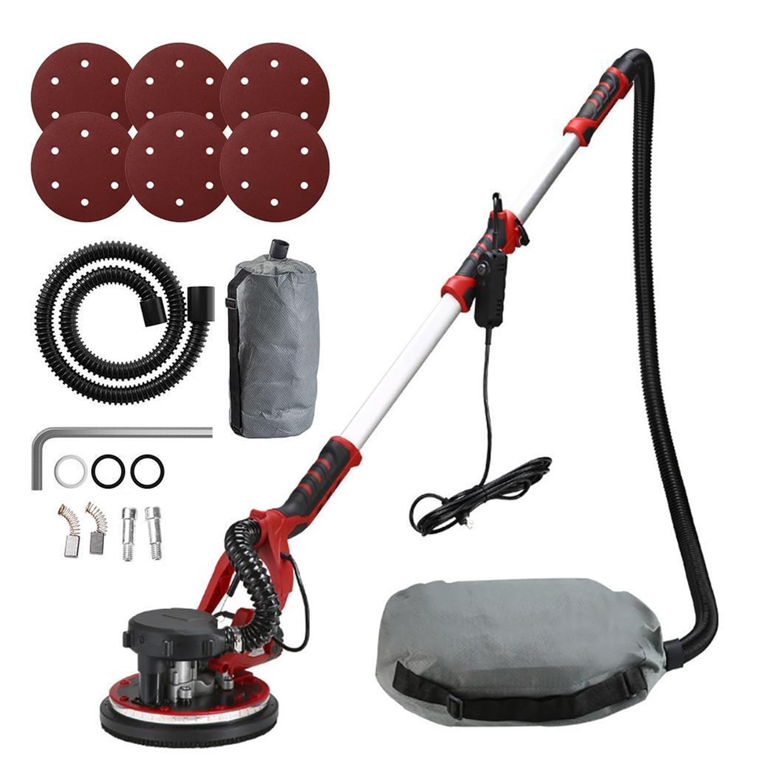 Levigatrice a Nastro, Levigatrice elettrica for cartongesso 1280W a velocità variabile con macchina for levigatura a polvere for stucco a parete leggera a LED for vuoto automatico