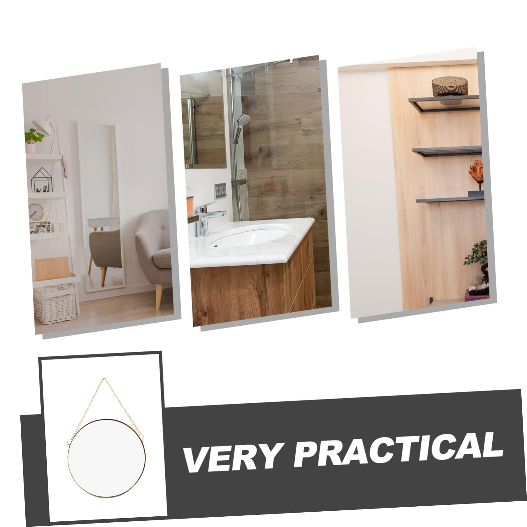 Alipis Runder Kosmetikspiegel aus Eisen und Glas für Badezimmer Wandspiegel Dekoration mit Praktischem Design zur Platzersparnis und Stilvollem Wohnambiente