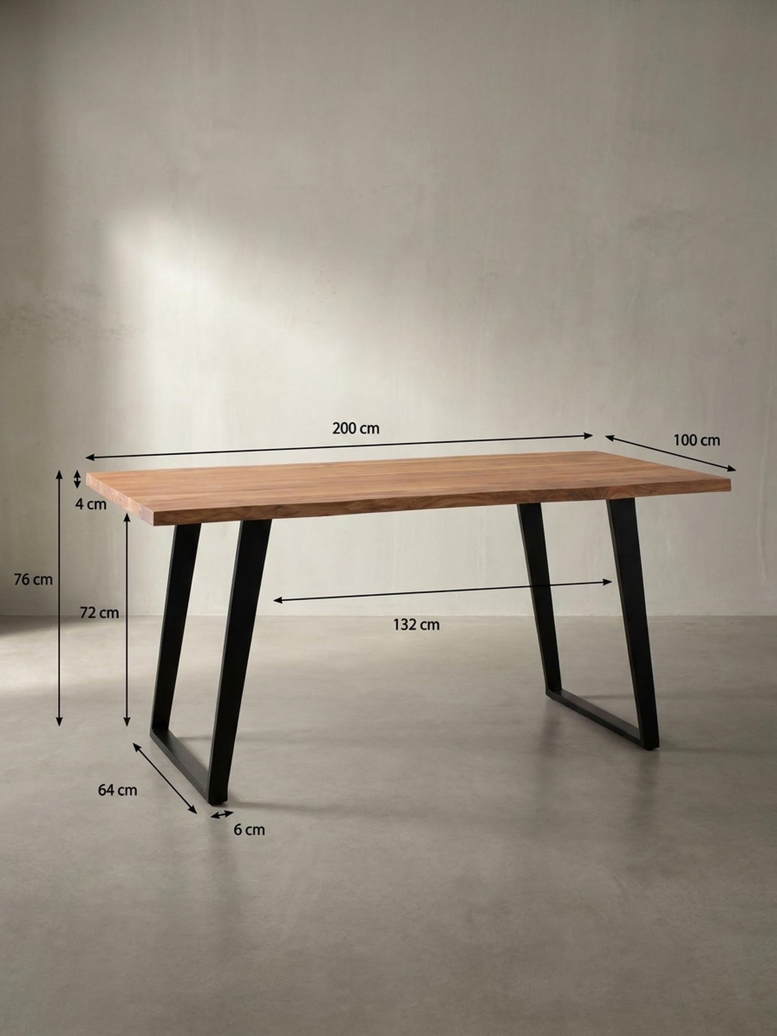 Executive Desk 200 x 100 cm, scrivania da ufficio con bordo massiccio, XXL, realizzato a mano, per ufficio capo e sala conferenze, tavolo di alta qualità, 4 cm, design industriale, marrone dorato